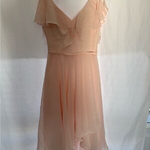 Pink Ruffle Bridesmaid Chiffon Dress
